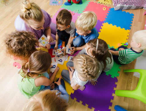educational group activity at the kindergarten or daycare